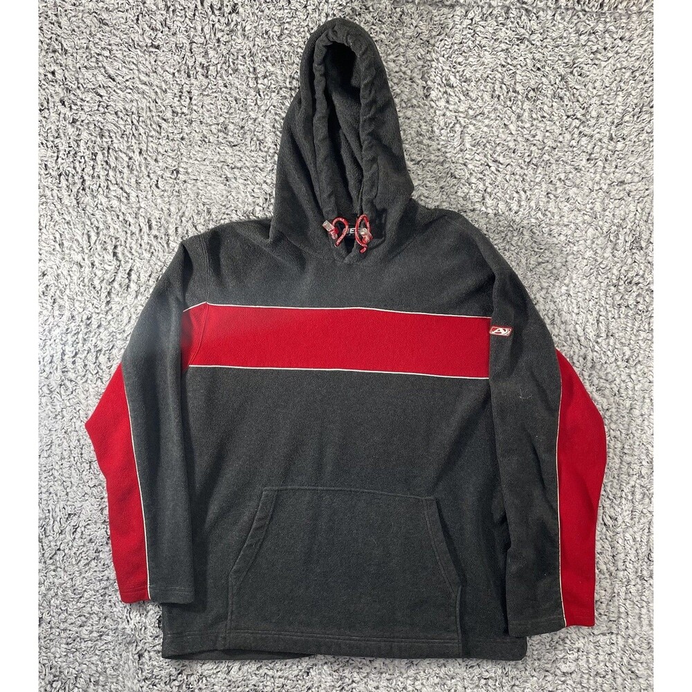 Aeropostale Men's Sz Large AERO 87 Red Gray Fleece Nylon Contrast Zip-Up Jacket